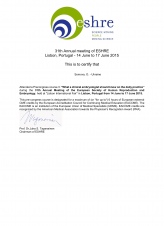 Certificat ESHRE'15 Certificat ESHRE'15